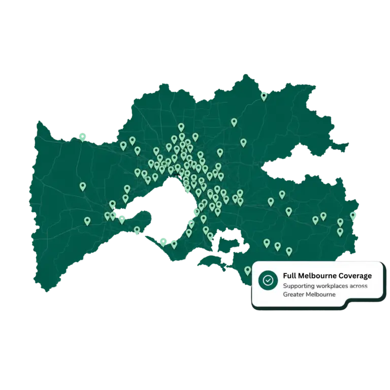 Nouri Market Melbourne coverage map showing workplace micro market locations across Greater Melbourne